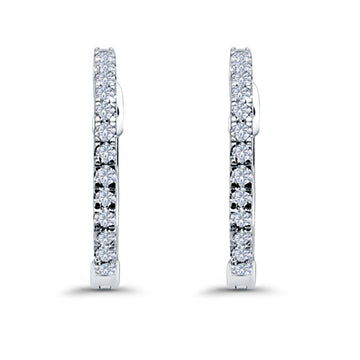 Hoop Earrings Half Eternity Round Simulated CZ 925 Sterling Silver (14mm)